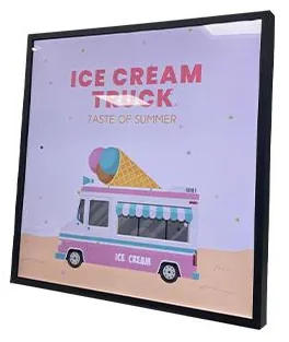 Square-format display in a slim black frame shown alongside the stretched bar range