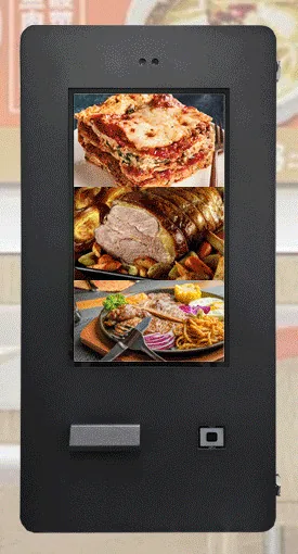 Black outdoor wall-mounted payment kiosk with a portrait touchscreen, printer slot and scanner window in the lower panel