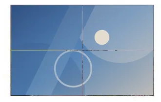 Two-by-two video wall of four landscape panels in a slim dark frame showing one continuous picture